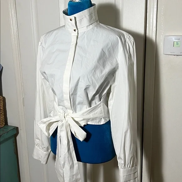 VALENTINO White Tie Blouse Women’s Small - Picture 3 of 9